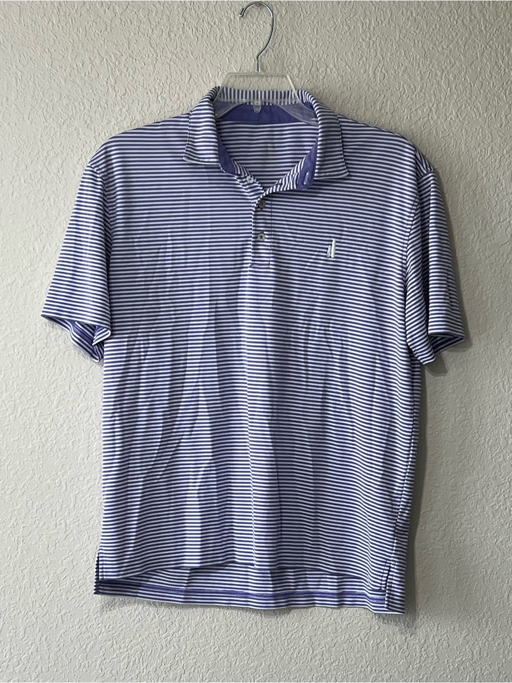 Johnnie-O Mens Purple Striped Performance Golf Polo Shirt Smart Casual Medium